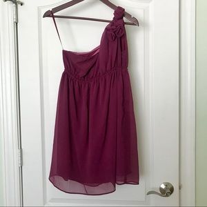 Merona one-shoulder chiffon dress w/ rosettes